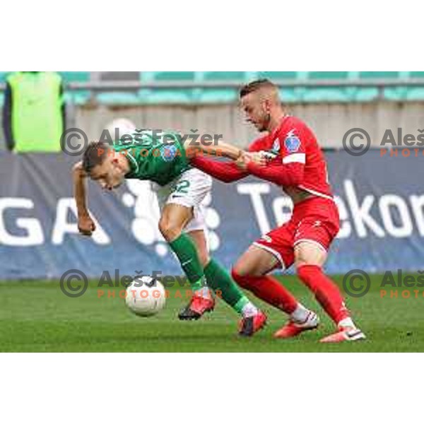 Michael Pavlovic in action during Prva Liga Telekom Slovenije 2020-2021 football match between Olimpija and Aluminij in SRC Stozice, Ljubljana, Slovenia on May 2, 2021