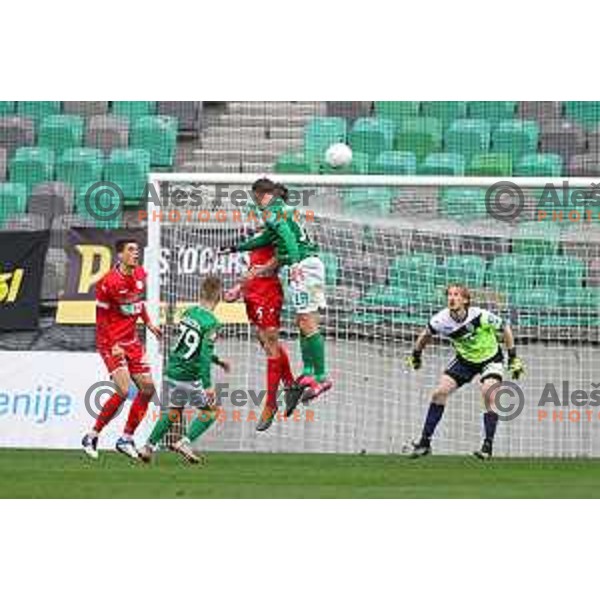 Andres Vombergar in action during Prva Liga Telekom Slovenije 2020-2021 football match between Olimpija and Aluminij in SRC Stozice, Ljubljana, Slovenia on May 2, 2021
