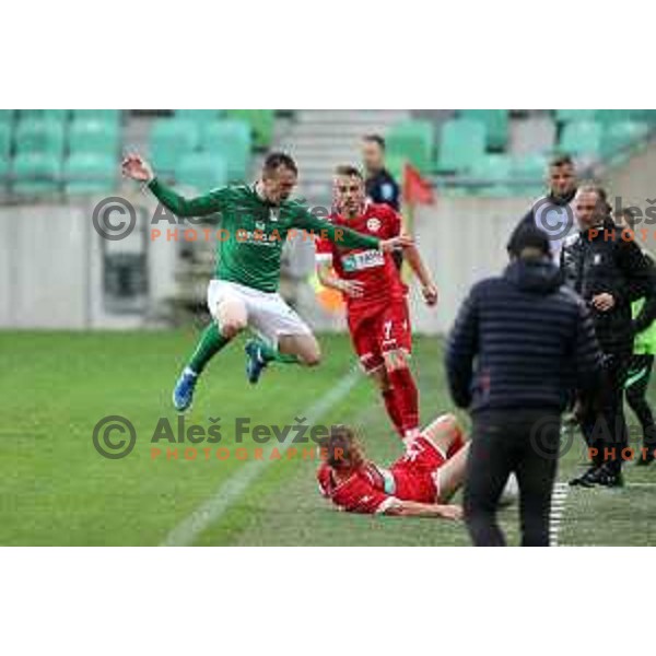 Djordje Ivanovic in action during Prva Liga Telekom Slovenije 2020-2021 football match between Olimpija and Aluminij in SRC Stozice, Ljubljana, Slovenia on May 2, 2021