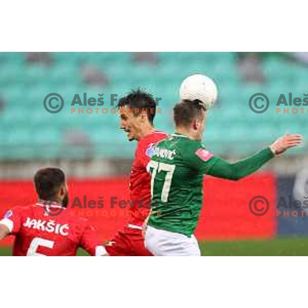 Djordje Ivanovic in action during Prva Liga Telekom Slovenije 2020-2021 football match between Olimpija and Aluminij in SRC Stozice, Ljubljana, Slovenia on May 2, 2021