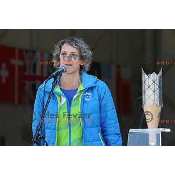 Meta Macus at Start of Slovenska Bakla, Olympic journey around Slovenia in 81 days started in Bovec, Slovenia on May 3, 2021