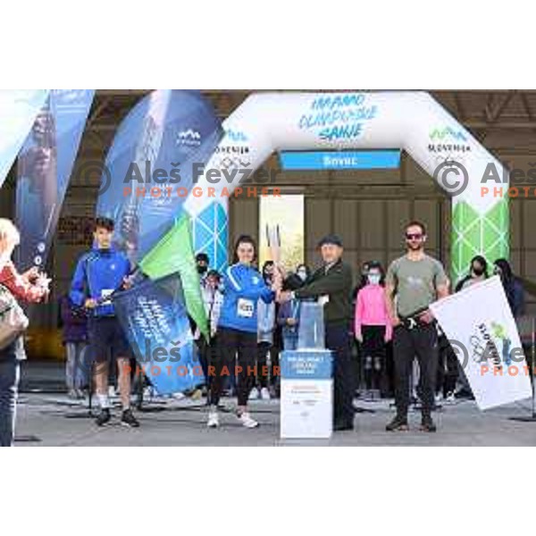Miran Gaspersic at start of Slovenska Bakla, Olympic journey around Slovenia in 81 days started in Bovec, Slovenia on May 3, 2021