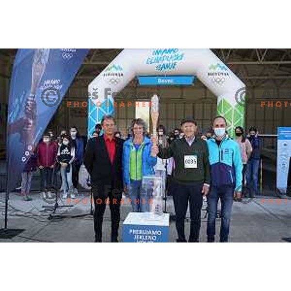 Miran Gaspersic at start of Slovenska Bakla, Olympic journey around Slovenia in 81 days started in Bovec, Slovenia on May 3, 2021