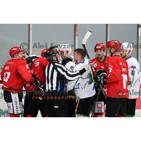 MArk Sever in action during second game of the Final of Slovenian Championship ice-hockey match between SIJ Acroni Jesenice and SZ Olimpija in Jesenice, Slovenia on May 3, 2021