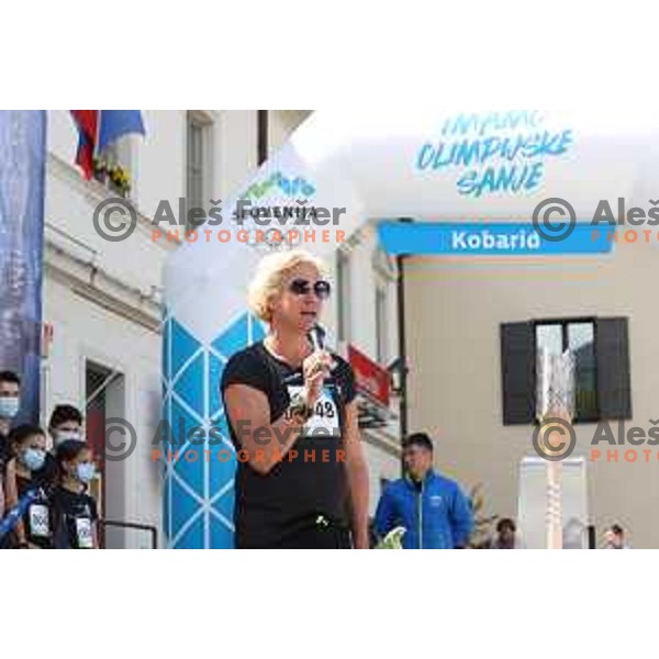 Ana Ros at Slovenska Bakla, Olympic journey around Slovenia in 81 days at second leg in Kobarid, Slovenia on May 3, 2021