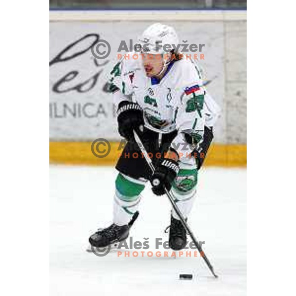 Marc Oliver Vallerand in action during second game of the Final of Slovenian Championship ice-hockey match between SIJ Acroni Jesenice and SZ Olimpija in Jesenice, Slovenia on May 3, 2021
