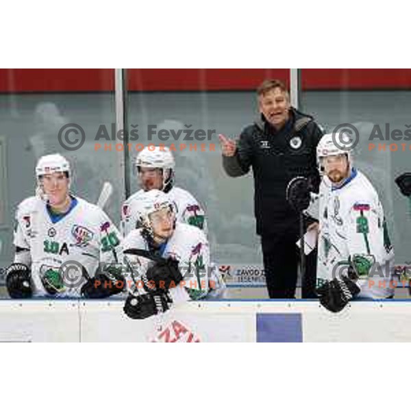 Head coach Raimo Summanen during second game of the Final of Slovenian Championship ice-hockey match between SIJ Acroni Jesenice and SZ Olimpija in Jesenice, Slovenia on May 3, 2021