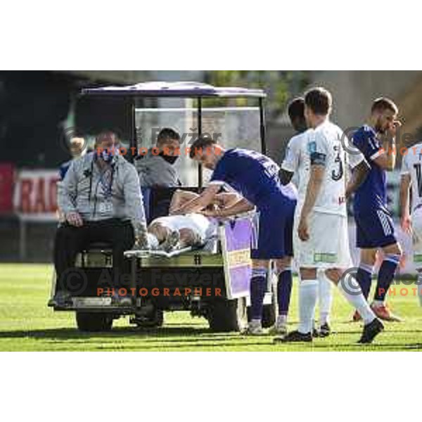 Blaz Vrhovec and Dino Stancic in action during Prva liga Telekom Slovenije football match between Maribor and Tabor Sezana in Ljudski vrt, Maribor, Slovenija on May 4, 2021