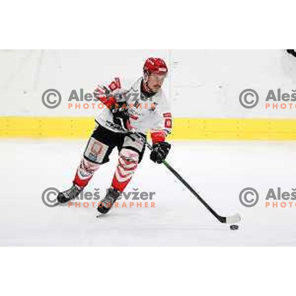 Saso Rajsar in action during third game of the Final of Slovenian Championship ice-hockey match between SZ Olimpija and SIJ Acroni Jesenice in Ljubljana, Slovenia on May 5, 2021
