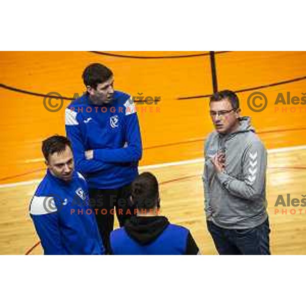 Zoran Jovicic, head coach of Gorenje Velenje during cancelled 1.NLB handball match between Maribor Branik and Gorenje Velenje in Dvorana Tabor, Maribor, Slovenia on May 7, 2021