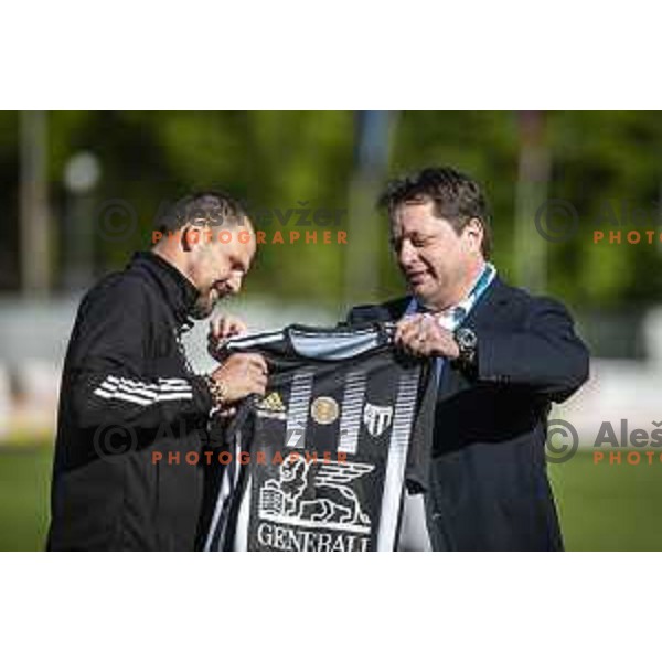 Ante Simundza and Robert Kuzmic prior to Prva liga Telekom Slovenije football match between Mura and Bravo in Fazanerija, Murska Sobota, Slovenia on May 8, 2021