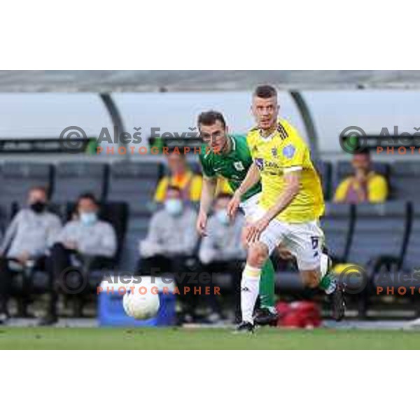 Djordje Ivanovic of Olimpija and Aleks Pihler in action during Prva Liga Telekom Slovenije 2020-2021 football match between Olimpija and Maribor in SRC Stozice, Ljubljana, Slovenia on May 9, 2021