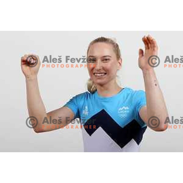 Janja Garnbret, member of Slovenia Olympic team for Tokyo 2020 Summer Olympic Games during photo shooting in Ljubljana, Slovenia on May 11, 2021