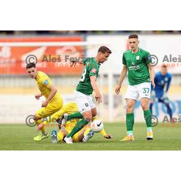 Uros Korun and Dario Kolobaric in action during Pivovarna Union Slovenian Cup 2020-2021 football match between Domzale and Olimpija in Domzale, Slovenia on May 12, 2021
