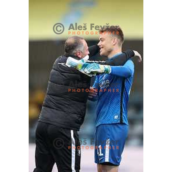 Head coach Goran Stankovic and Nejc Vidmar in action during Pivovarna Union Slovenian Cup 2020-2021 football match between Domzale and Olimpija in Domzale, Slovenia on May 12, 2021