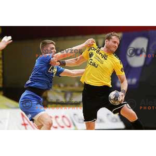 David Miklavcic during 1.NLB league handball match between Gorenje Velenje and Celje Pivovarna Lasko in Velenje, Slovenia on May 12, 2021
