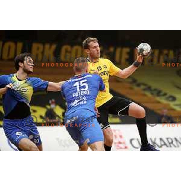 David Miklavcic during 1.NLB league handball match between Gorenje Velenje and Celje Pivovarna Lasko in Velenje, Slovenia on May 12, 2021
