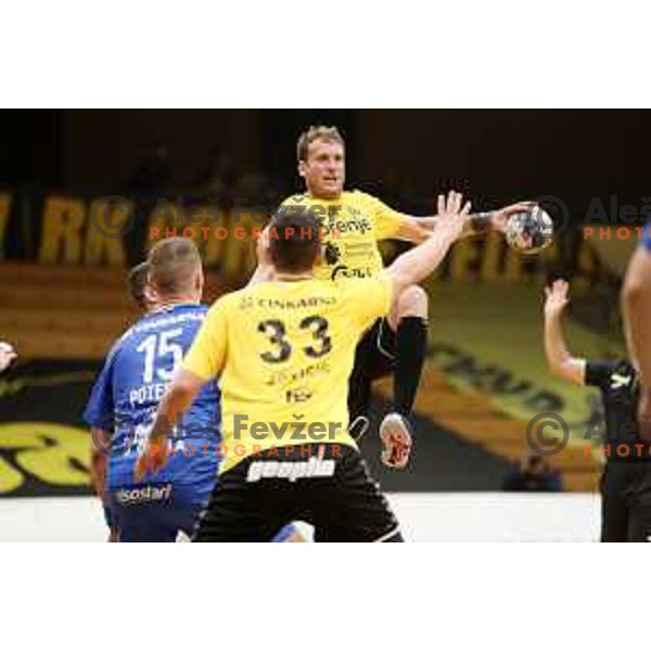 David Miklavcic during 1.NLB league handball match between Gorenje Velenje and Celje Pivovarna Lasko in Velenje, Slovenia on May 12, 2021