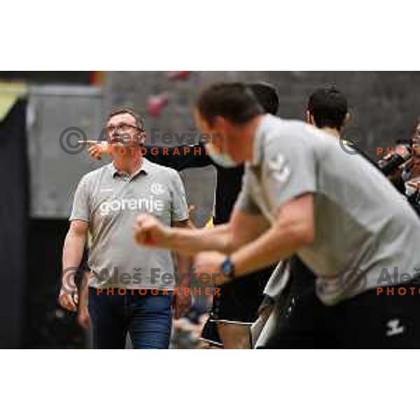 Zoran Jovicic in action during 1.NLB league handball match between Gorenje Velenje and Celje Pivovarna Lasko in Velenje, Slovenia on May 12, 2021