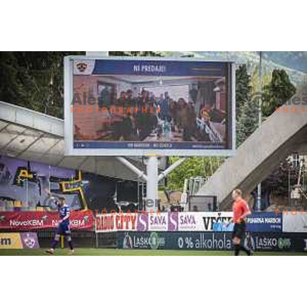 Fans on screen during Prva liga Telekom Slovenije football match between Maribor and Gorica in Ljudski vrt, Maribor, Slovenia on May 15, 2021