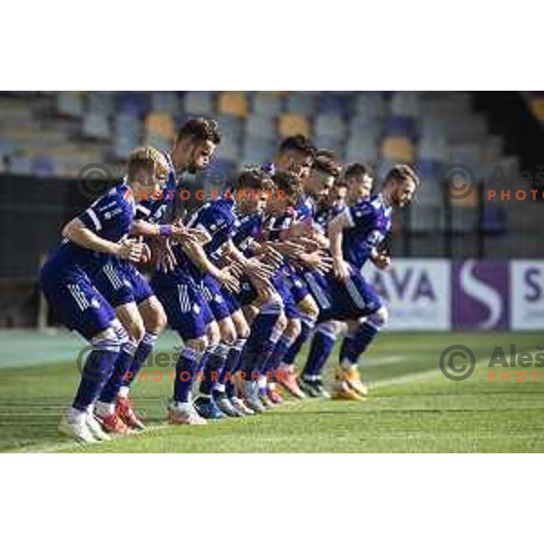 Vid Koderman, Luka Uskokovic, Jan Repas in action during Prva liga Telekom Slovenije football match between Maribor and Gorica in Ljudski vrt, Maribor, Slovenia on May 15, 2021
