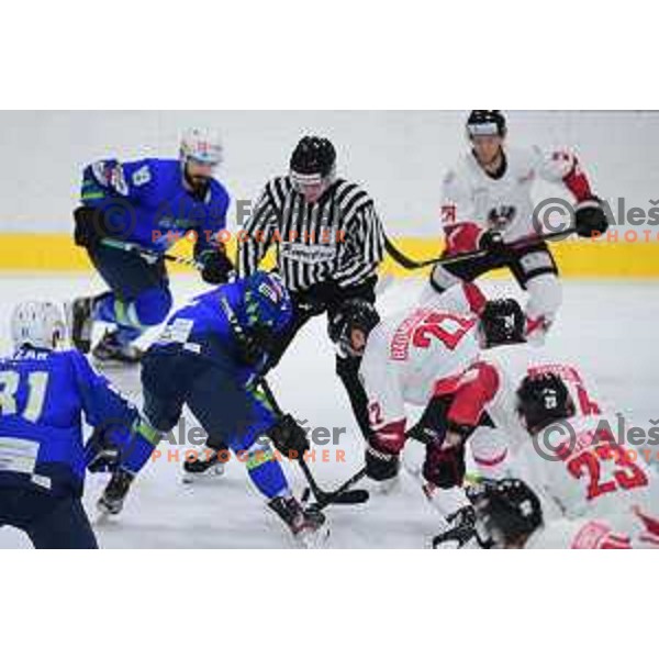 In action during Beat Covid-19 ice-hockey tournament match between Slovenia and Austria in Tivoli Hall, Ljubljana on May 15, 2021
