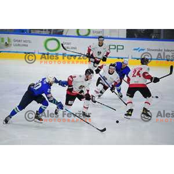 In action during Beat Covid-19 ice-hockey tournament match between Slovenia and Austria in Tivoli Hall, Ljubljana on May 15, 2021