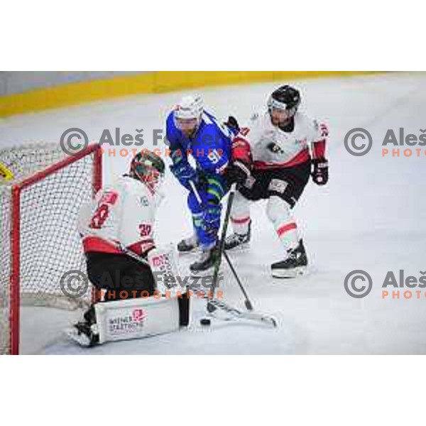 Zan Jezovsek in action during Beat Covid-19 ice-hockey tournament match between Slovenia and Austria in Tivoli Hall, Ljubljana on May 15, 2021