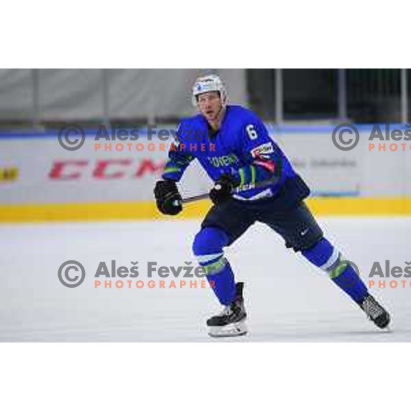 Miha Stebih in action during Beat Covid-19 ice-hockey tournament match between Slovenia and Austria in Tivoli Hall, Ljubljana on May 15, 2021