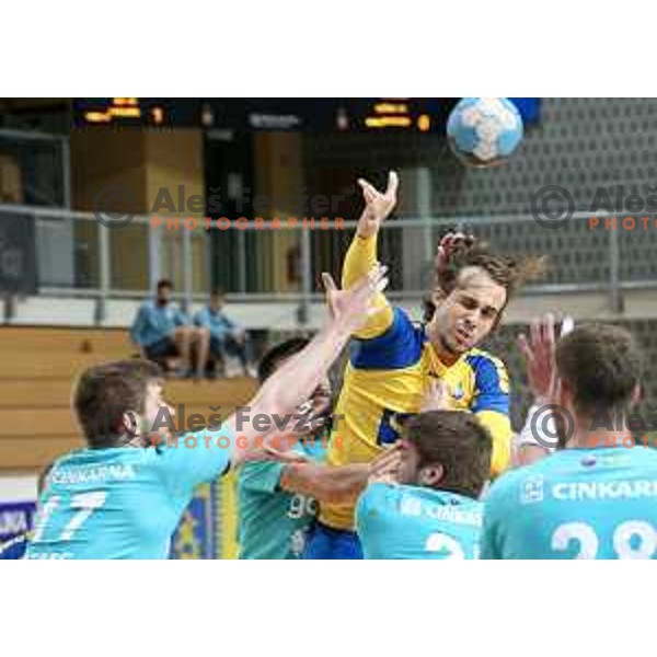 Andraz Kete in action during 1.NLB league handball match between Koper and Gorenje Velenje in Koper, Slovenia on May 16, 2021