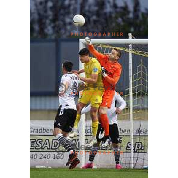Sven Sostaric Karic and David Adam in action during Prva Liga Telekom Slovenije 2020-2021 football match between Domzale and Koper in Domzale, Slovenia on May 16, 2021