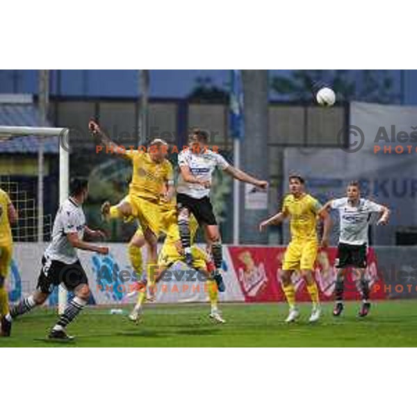 Senijad Ibricic and Nardin Mulahusejnovic in action during Prva Liga Telekom Slovenije 2020-2021 football match between Domzale and Koper in Domzale, Slovenia on May 16, 2021