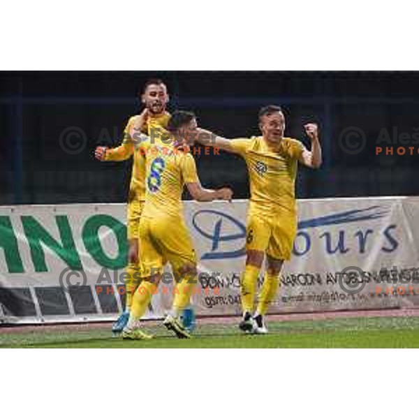 Dario Kolobaric scores and celebrates goal during Prva Liga Telekom Slovenije 2020-2021 football match between Domzale and Koper in Domzale, Slovenia on May 16, 2021