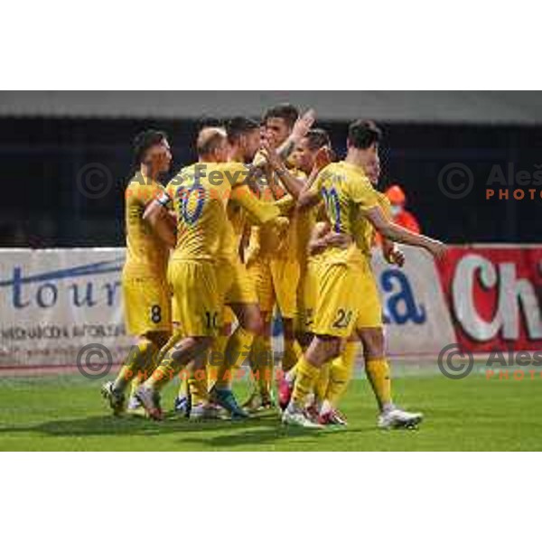 Dario Kolobaric scores and celebrates goal during Prva Liga Telekom Slovenije 2020-2021 football match between Domzale and Koper in Domzale, Slovenia on May 16, 2021