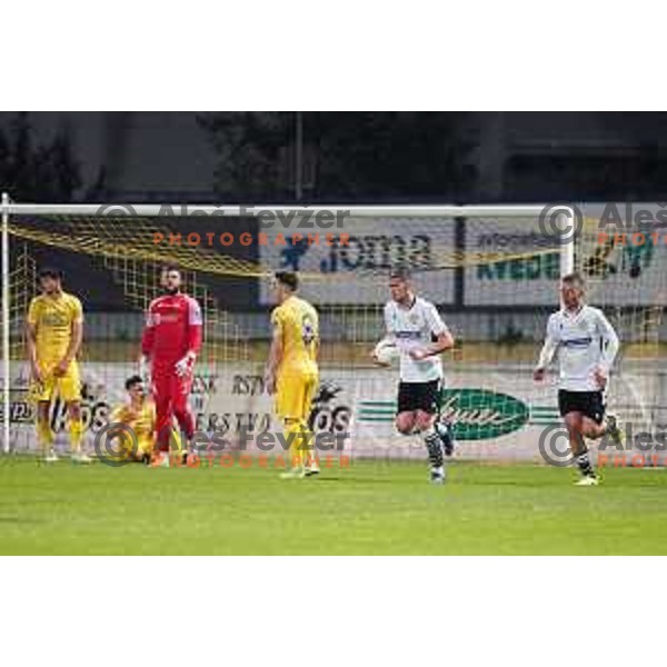 Nardin Mulahusejnovic and Dare Vrsic in action during Prva Liga Telekom Slovenije 2020-2021 football match between Domzale and Koper in Domzale, Slovenia on May 16, 2021
