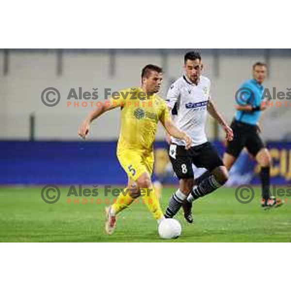 Janez Pisek and Ivan Borna Jelic Balta in action during Prva Liga Telekom Slovenije 2020-2021 football match between Domzale and Koper in Domzale, Slovenia on May 16, 2021