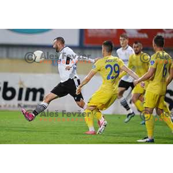 Goran Jozinovic and Arnel Jakupovic in action during Prva Liga Telekom Slovenije 2020-2021 football match between Domzale and Koper in Domzale, Slovenia on May 16, 2021