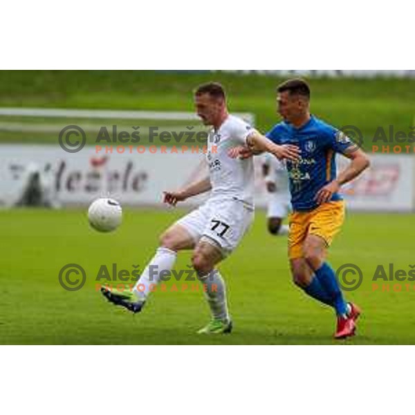 Djordje Ivanovic and Luka Kerin in action during Prva liga Telekom Slovenije 2020-2021 football match between Celje and Olimpija in Celje on May 16, 2021
