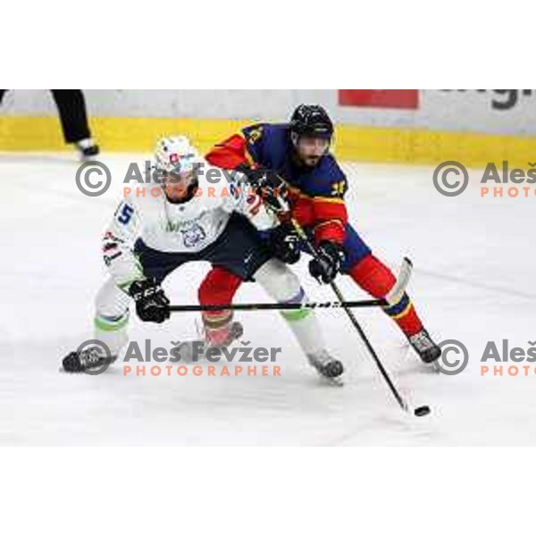 In action during Beat Covid-19 ice-hockey tournament match between Slovenia and Romania in Tivoli Hall, Ljubljana on May 18, 2021
