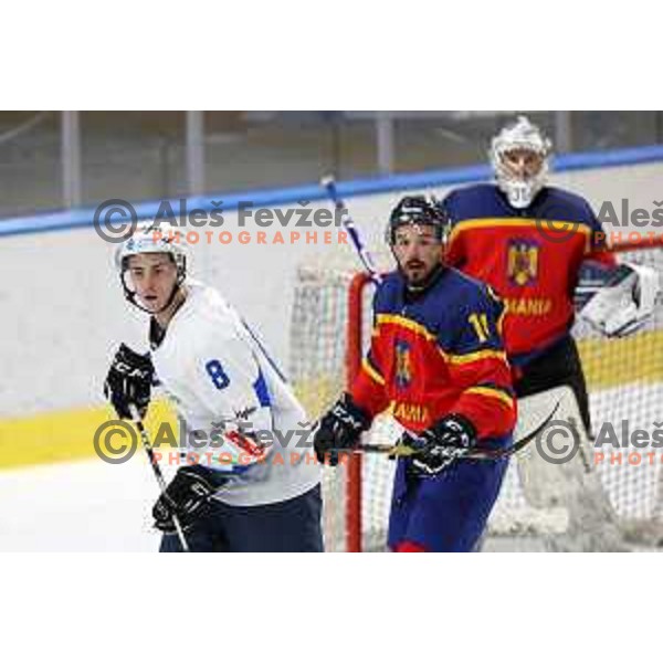 Jaka Sturm in action during Beat Covid-19 ice-hockey tournament match between Slovenia and Romania in Tivoli Hall, Ljubljana on May 18, 2021