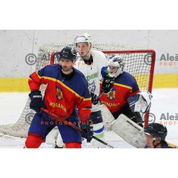 Blaz Tomazevic in action during Beat Covid-19 ice-hockey tournament match between Slovenia and Romania in Tivoli Hall, Ljubljana on May 18, 2021