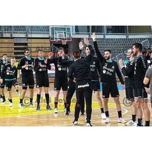 in action during 1.NLB league handball match between Koper and Gorenje Velenje in Koper, Slovenia on May 16, 2021