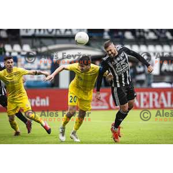 Sven Sostaric Karic and Amadej Marosa in action during Prva liga Telekom Slovenije football match between Mura and Domzale in Fazanerije, Murska Sobota, Slovenia on May 19, 2021