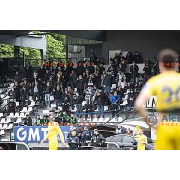 Fans of Mura in action during Prva liga Telekom Slovenije football match between Mura and Domzale in Fazanerije, Murska Sobota, Slovenia on May 19, 2021