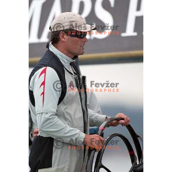 Russell Coutts at America\'s Cup Final sailing match race between team New Zealand and team Alinghi in Auckland, New Zealand on March 2, 2003. Team Alinghi defeated Team New Zealand 5:0