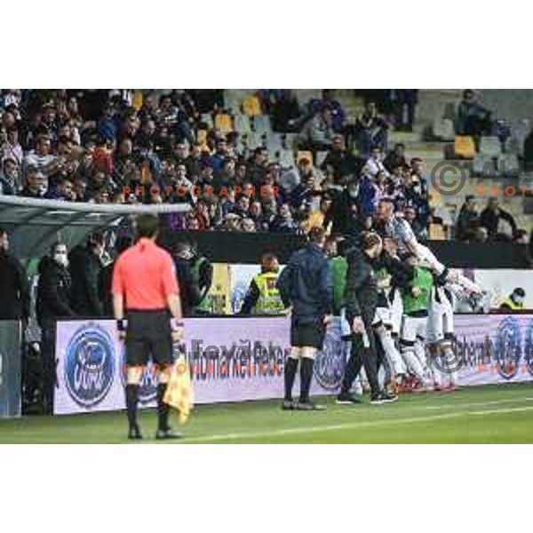 Luka Bobicanec and other players of Mura celebrating during Prva liga Telekom Slovenije football match between Maribor and Mura in Ljudski vrt, Maribor, Slovenia on May 22, 2021