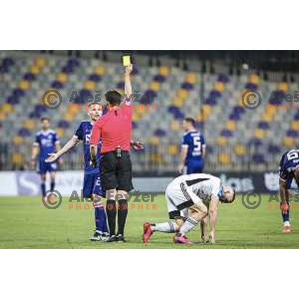 Martin Milec, Nino Kouter and Matej Jug in action during Prva liga Telekom Slovenije football match between Maribor and Mura in Ljudski vrt, Maribor, Slovenia on May 22, 2021