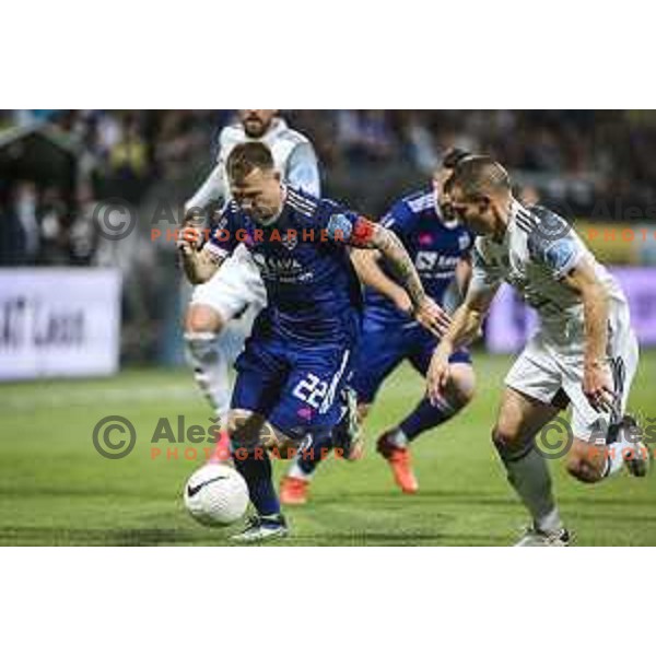 Martin Milec vs Klemen Sturm in action during Prva liga Telekom Slovenije football match between Maribor and Mura in Ljudski vrt, Maribor, Slovenia on May 22, 2021
