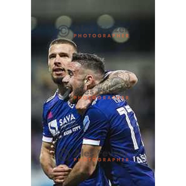 Jan Mlakar and Aljosa Matko celebrating during Prva liga Telekom Slovenije football match between Maribor and Mura in Ljudski vrt, Maribor, Slovenia on May 22, 2021
