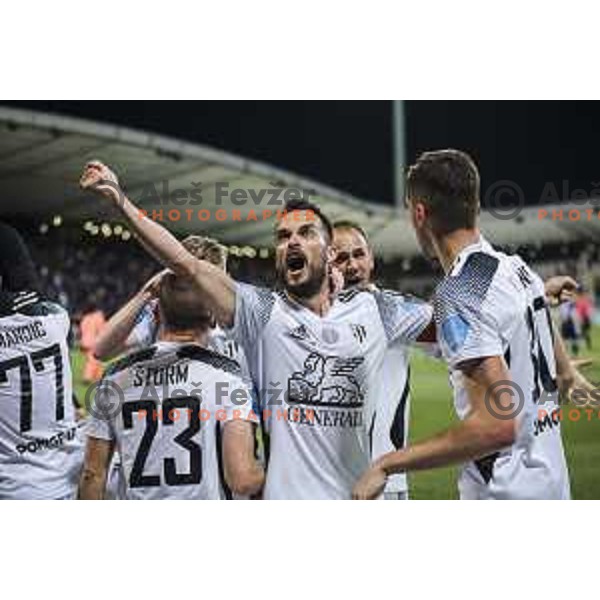 Ziga Kous celebrating during Prva liga Telekom Slovenije football match between Maribor and Mura in Ljudski vrt, Maribor, Slovenia on May 22, 2021